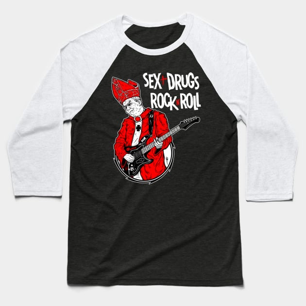 Pope Rock Star Baseball T-Shirt by DesecrateART